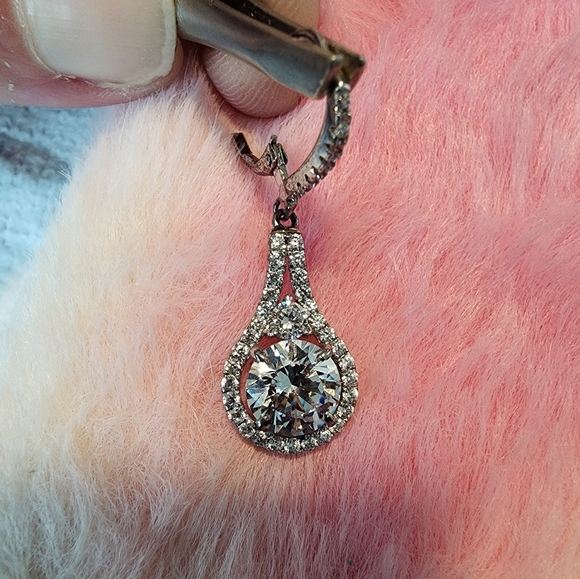 NWOT CZ Necklace and leverback drop earrings - Picture 6 of 12